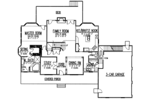 Floor Plan - Main Floor for Country House Plan #9-110 - 3 bed, 2.5 bath