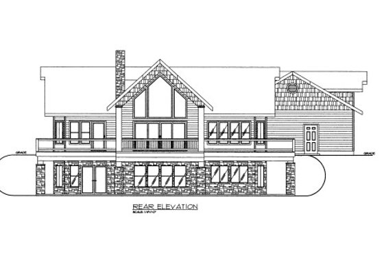 Exterior - Rear Elevation for Bungalow House Plan #117-619 - 2 bed, 2.5 bath