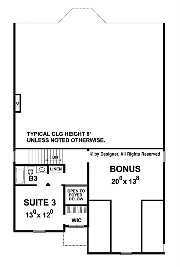 Home Plan - Traditional Floor Plan - Upper Floor Plan #20-2275