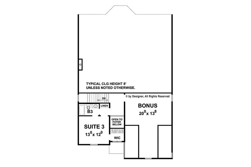 Home Plan - Floor Plan - Upper Floor for Traditional House Plan #20-2275 - 3 bed, 3 bath