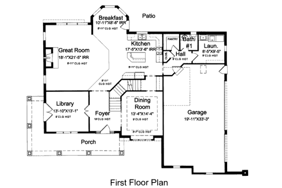 Floor Plan - Main Floor for Craftsman House Plan #46-442 - 4 bed, 2.5 bath