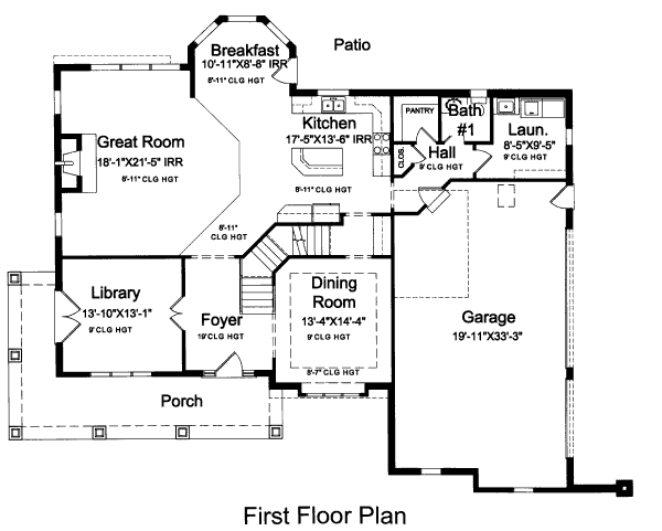 Home Plan - Craftsman Floor Plan - Main Floor Plan #46-442