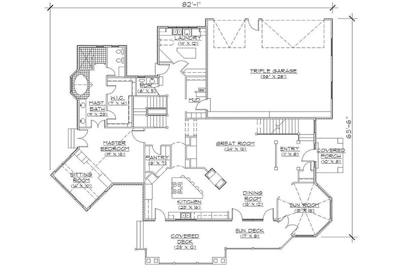 Architectural House Design - Floor Plan - Main Floor for European House Plan #5-406 - 5 bed, 4.5 bath