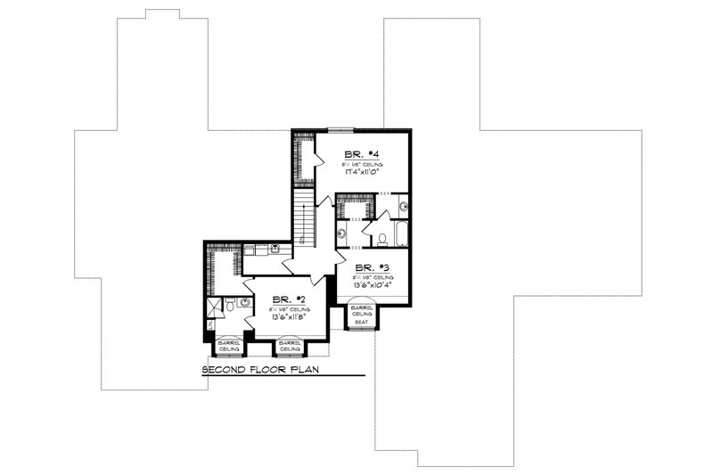 Architectural House Design - Floor Plan - Upper Floor for European House Plan #70-1151 - 4 bed, 3.5 bath