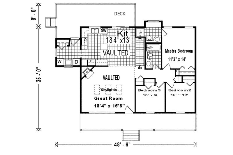 Home Plan - Floor Plan - Main Floor for Country House Plan #47-645 - 3 bed, 2 bath