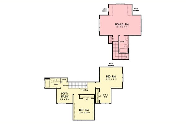 House Blueprint - Farmhouse Floor Plan - Upper Floor Plan #929-1167