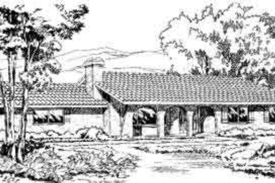 Exterior - Front Elevation for Mediterranean House Plan #312-113 - 3 bed, 2 bath