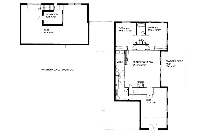 Architectural House Design - Floor Plan - Lower Floor for Craftsman House Plan #117-618 - 3 bed, 3.5 bath