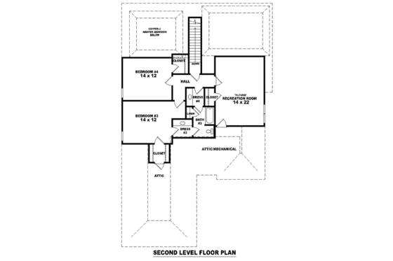 Floor Plan - Upper Floor for Colonial House Plan #81-1525 - 4 bed, 3 bath