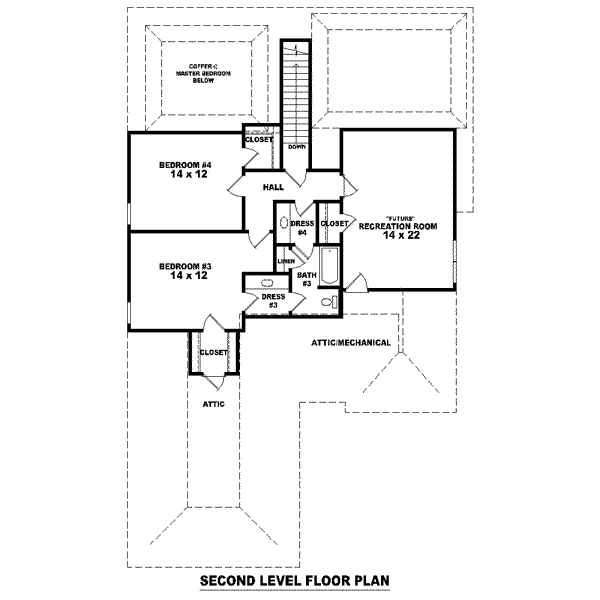 Colonial Floor Plan - Upper Floor Plan #81-1525