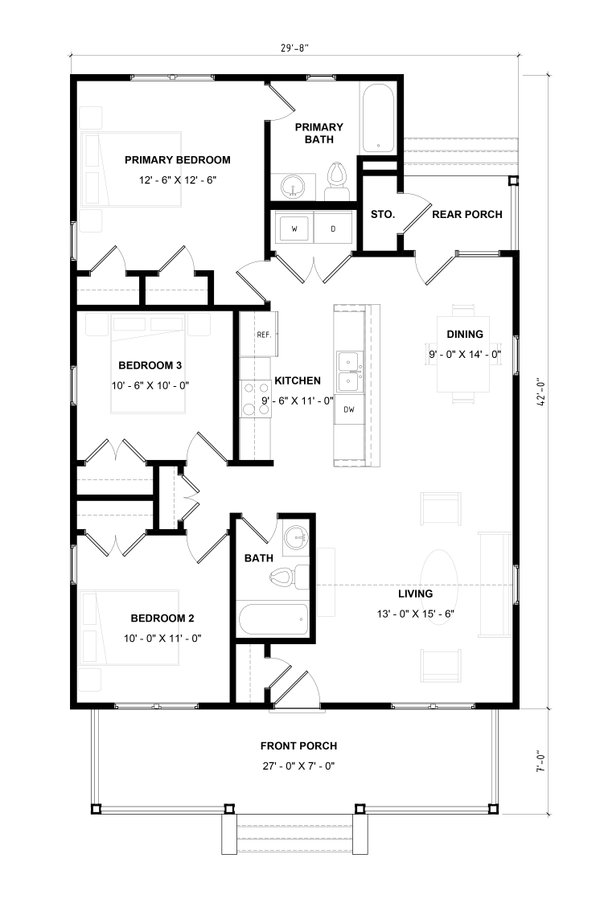 Dream House Plan - Floor Plan - Main Floor for Craftsman House Plan #936-17 - 3 bed, 2 bath
