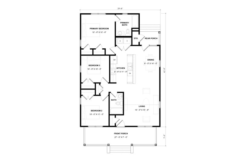 Dream House Plan - Floor Plan - Main Floor for Craftsman House Plan #936-17 - 3 bed, 2 bath