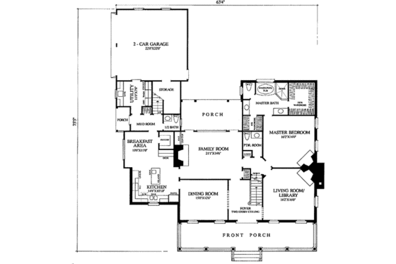 Floor Plan - Main Floor for Southern House Plan #137-235 - 4 bed, 4.5 bath