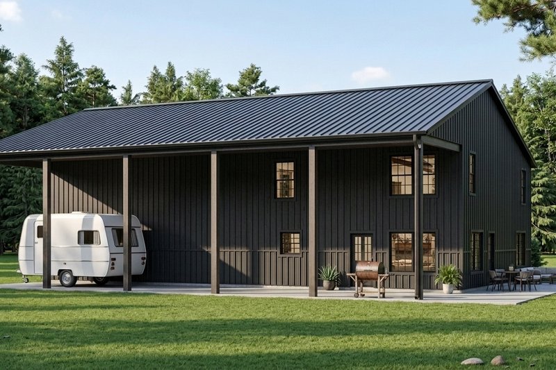 House Blueprint - Exterior - Front Elevation 2 for Barndominium House Plan #1064-424 - 4 bed, 2.5 bath