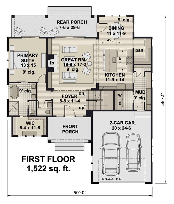 Farmhouse Floor Plan - Main Floor Plan #51-1303