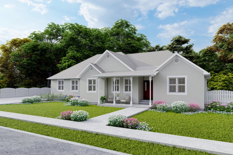 House Plan Design - Exterior - Front Elevation 3 for Ranch House Plan #1060-258 - 3 bed, 2 bath