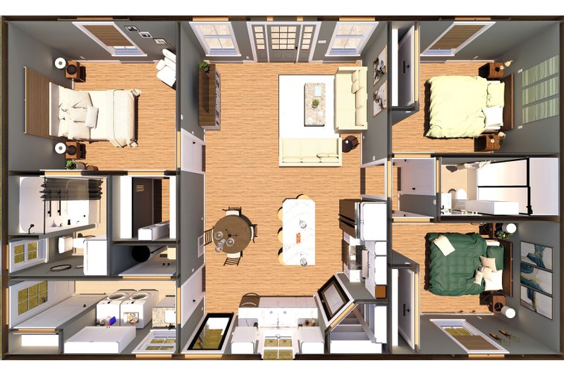 Dream House Plan - Floor Plan - Main Floor 2 for Farmhouse House Plan #44-273 - 3 bed, 2 bath