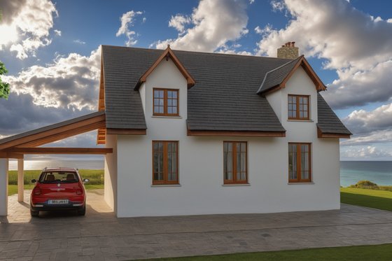 Exterior - Rear Elevation for Tudor House Plan #542-7 - 2 bed, 1 bath