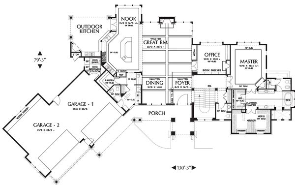 House Plan Design - Craftsman Floor Plan - Main Floor Plan #48-233