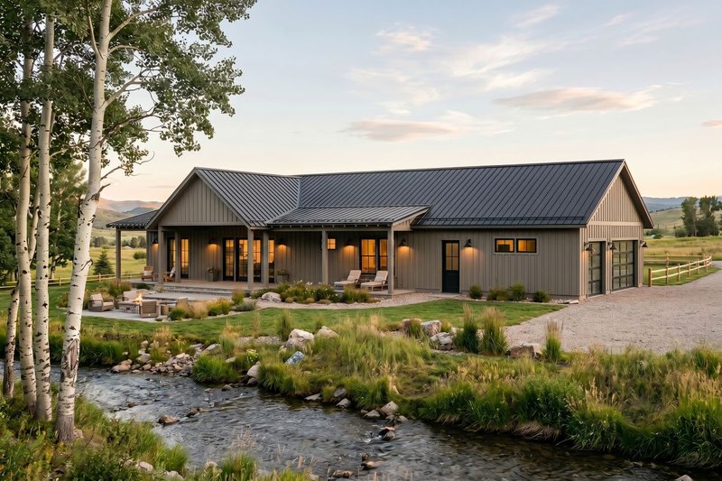 Architectural House Design - Exterior - Rear Elevation for Ranch House Plan #1105-19 - 4 bed, 2 bath