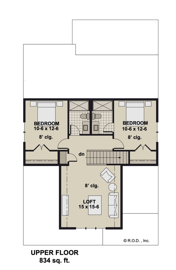Craftsman Floor Plan - Upper Floor Plan #51-1288