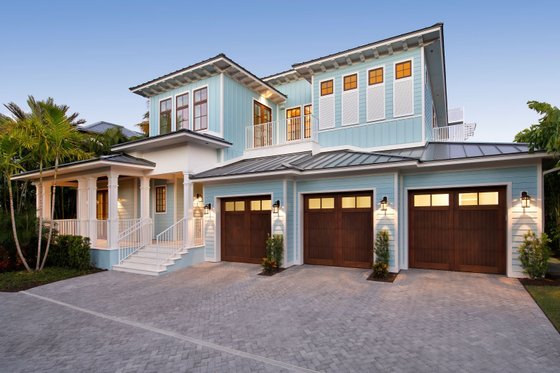 Exterior - Front Elevation for Beach House Plan #548-49 - 4 bed, 6.5 bath
