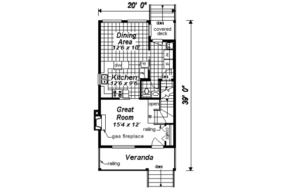 Floor Plan - Main Floor for Cottage House Plan #18-292 - 3 bed, 3 bath