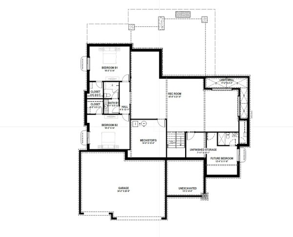 Dream House Plan - Farmhouse Floor Plan - Lower Floor Plan #1069-40