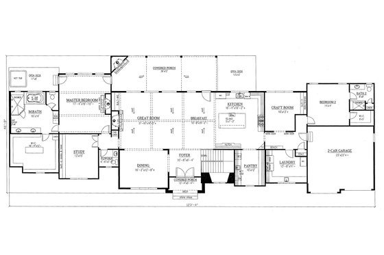 Floor Plan - Main Floor for Craftsman House Plan #437-96 - 4 bed, 4.5 bath
