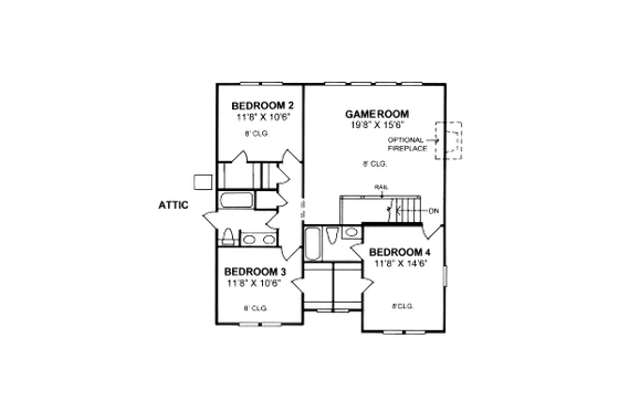 Floor Plan - Upper Floor for Traditional House Plan #20-314 - 4 bed, 3.5 bath