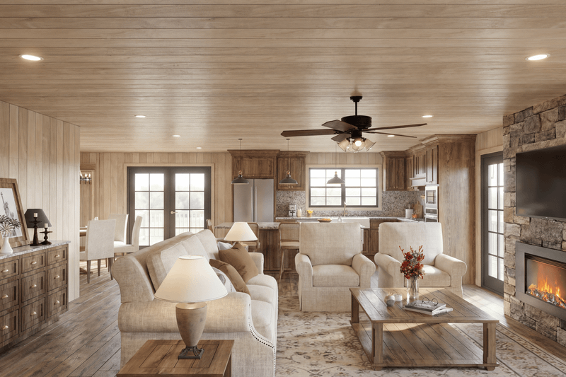 Architectural House Design - Interior - Family Room for Farmhouse House Plan #923-498 - 2 bed, 3.5 bath