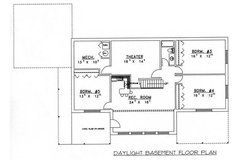 Dream House Plan - Floor Plan - Lower Floor for Bungalow House Plan #117-530 - 5 bed, 4 bath