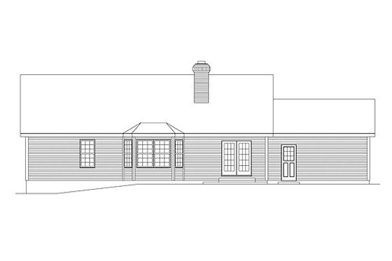 Exterior - Rear Elevation for Ranch House Plan #57-202 - 3 bed, 2 bath