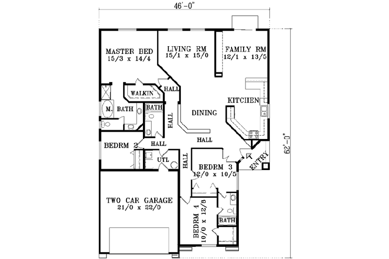 Dream House Plan - Floor Plan - Main Floor for Adobe / Southwestern House Plan #1-1409 - 4 bed, 3 bath