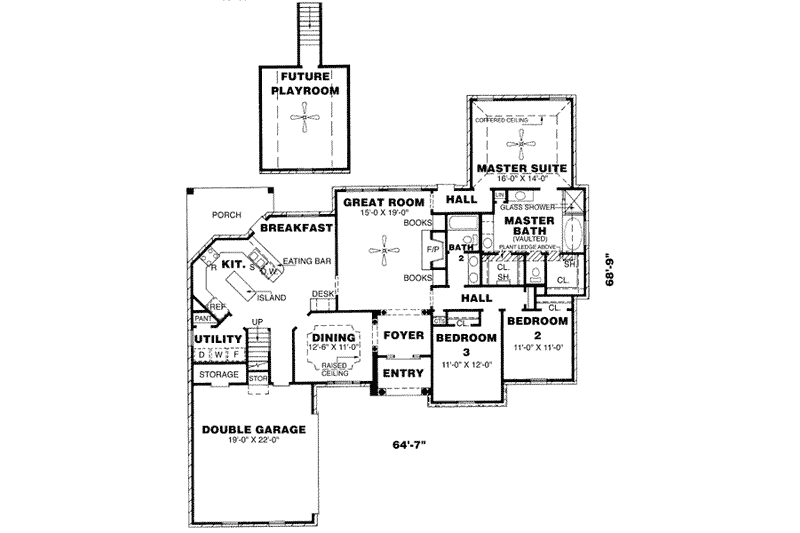 Home Plan - Floor Plan - Main Floor for Traditional House Plan #34-137 - 3 bed, 2 bath
