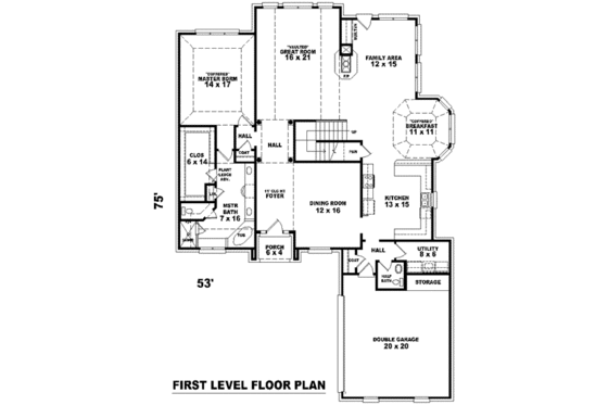 Floor Plan - Main Floor for European House Plan #81-1159 - 3 bed, 2.5 bath