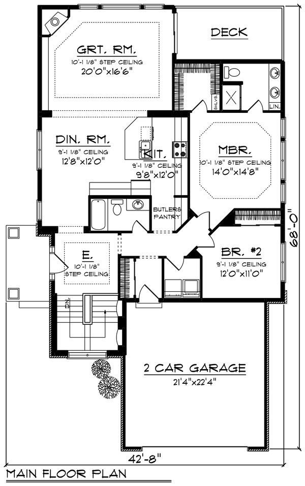 Architectural House Design - Ranch Floor Plan - Main Floor Plan #70-1241