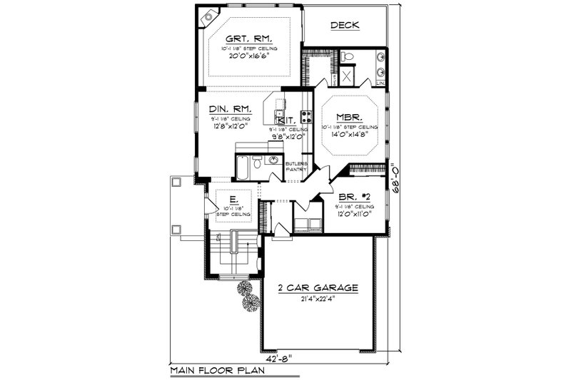 Ranch Style House Plan - 2 Beds 2 Baths 1642 Sq/Ft Plan #70-1241
