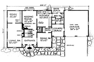 Floor Plan - Main Floor for Colonial House Plan #315-101 - 3 bed, 2.5 bath