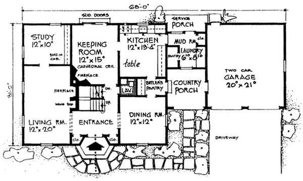 Home Plan - Colonial Floor Plan - Main Floor Plan #315-101