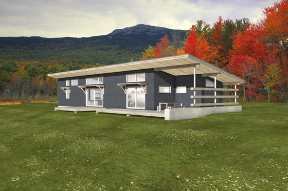 Exterior - Rear Elevation 8 for Modern House Plan #497-57 - 3 bed, 2 bath