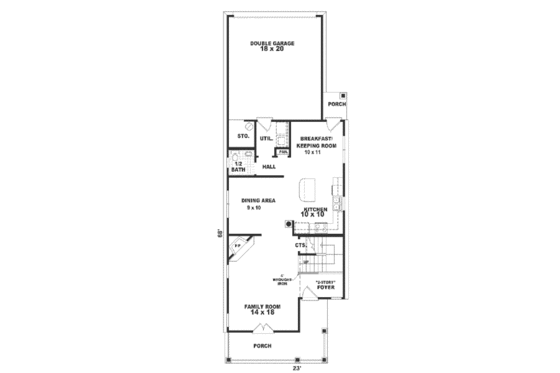 Floor Plan - Main Floor for Southern House Plan #81-114 - 3 bed, 2.5 bath