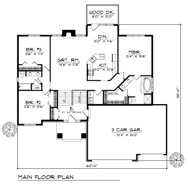 Home Plan - Traditional Floor Plan - Main Floor Plan #70-211