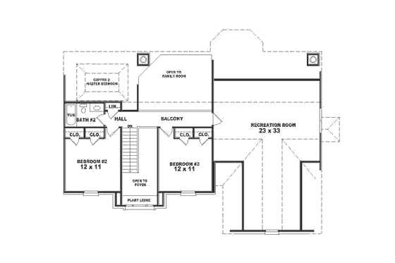 Floor Plan - Upper Floor for European House Plan #81-507 - 3 bed, 2.5 bath