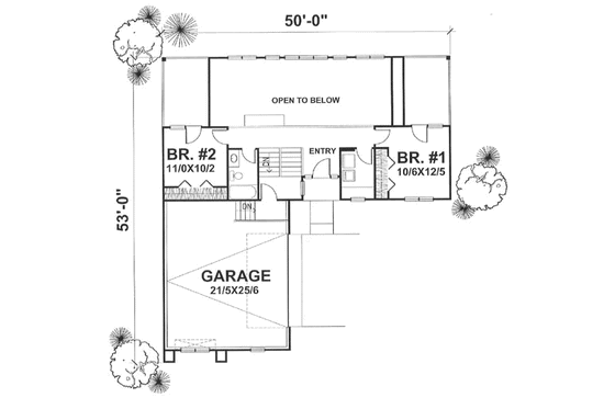 Floor Plan - Main Floor for Modern House Plan #50-119 - 3 bed, 2 bath