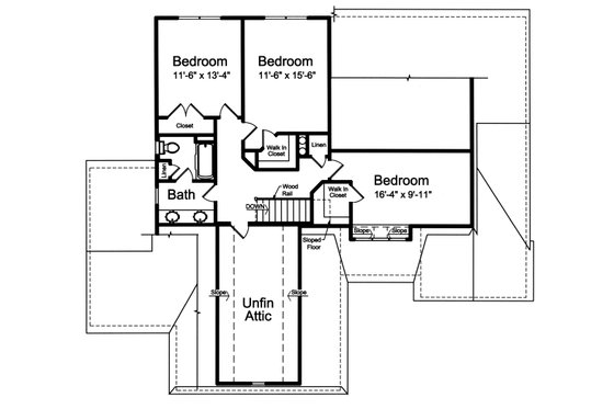 Floor Plan - Upper Floor for Country House Plan #46-880 - 4 bed, 2.5 bath