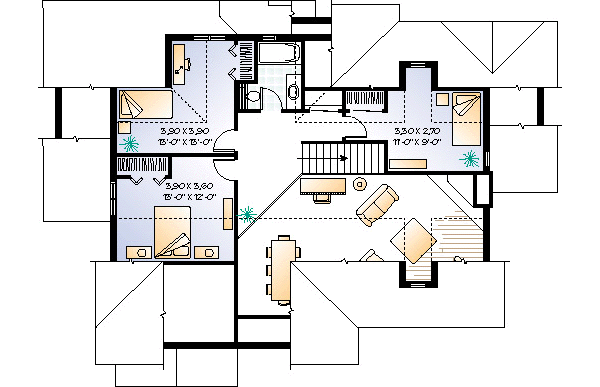 Dream House Plan - Traditional Floor Plan - Upper Floor Plan #23-254