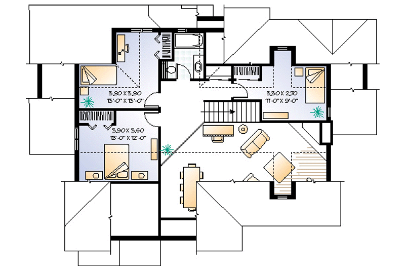 Architectural House Design - Floor Plan - Upper Floor for Traditional House Plan #23-254 - 4 bed, 2 bath