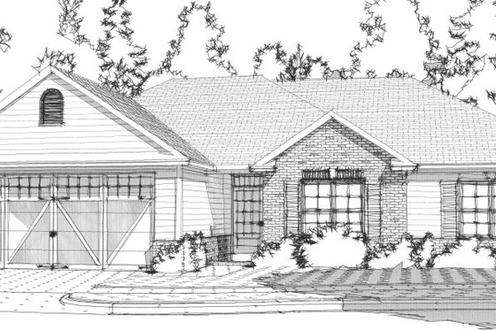 Exterior - Front Elevation for European House Plan #63-366 - 3 bed, 2 bath