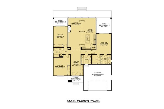 Floor Plan - Main Floor for Traditional House Plan #1066-122 - 3 bed, 2 bath